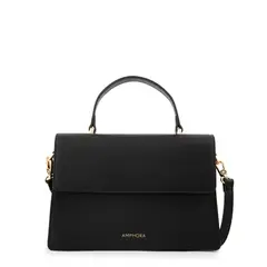 AMPHORA - Cartera Dos Asas con tapa mediana suecia negro
