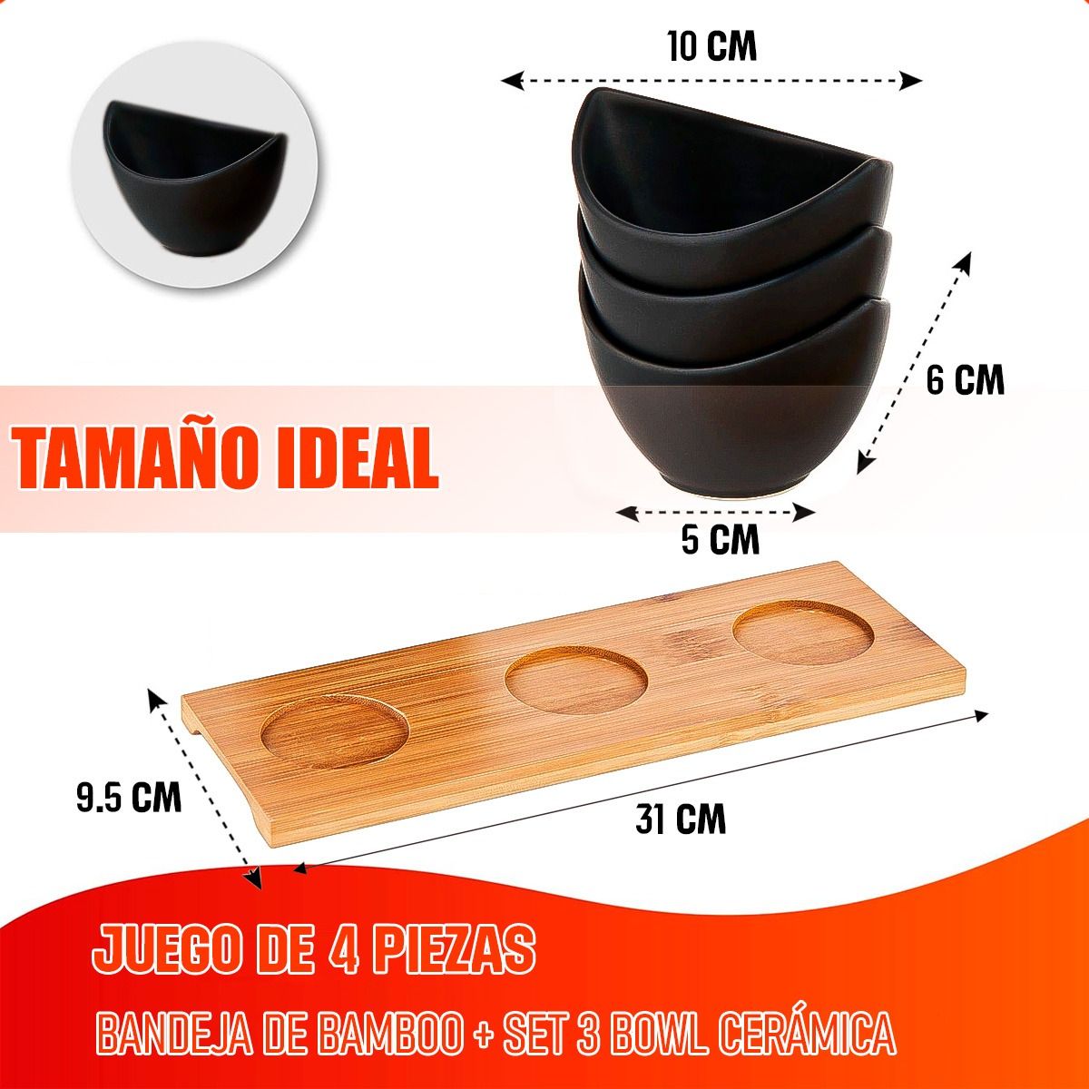 WAYU - Bowl De Caramica Cuencos Aperitivo Set 3 Bowl Aperitivo Wayu