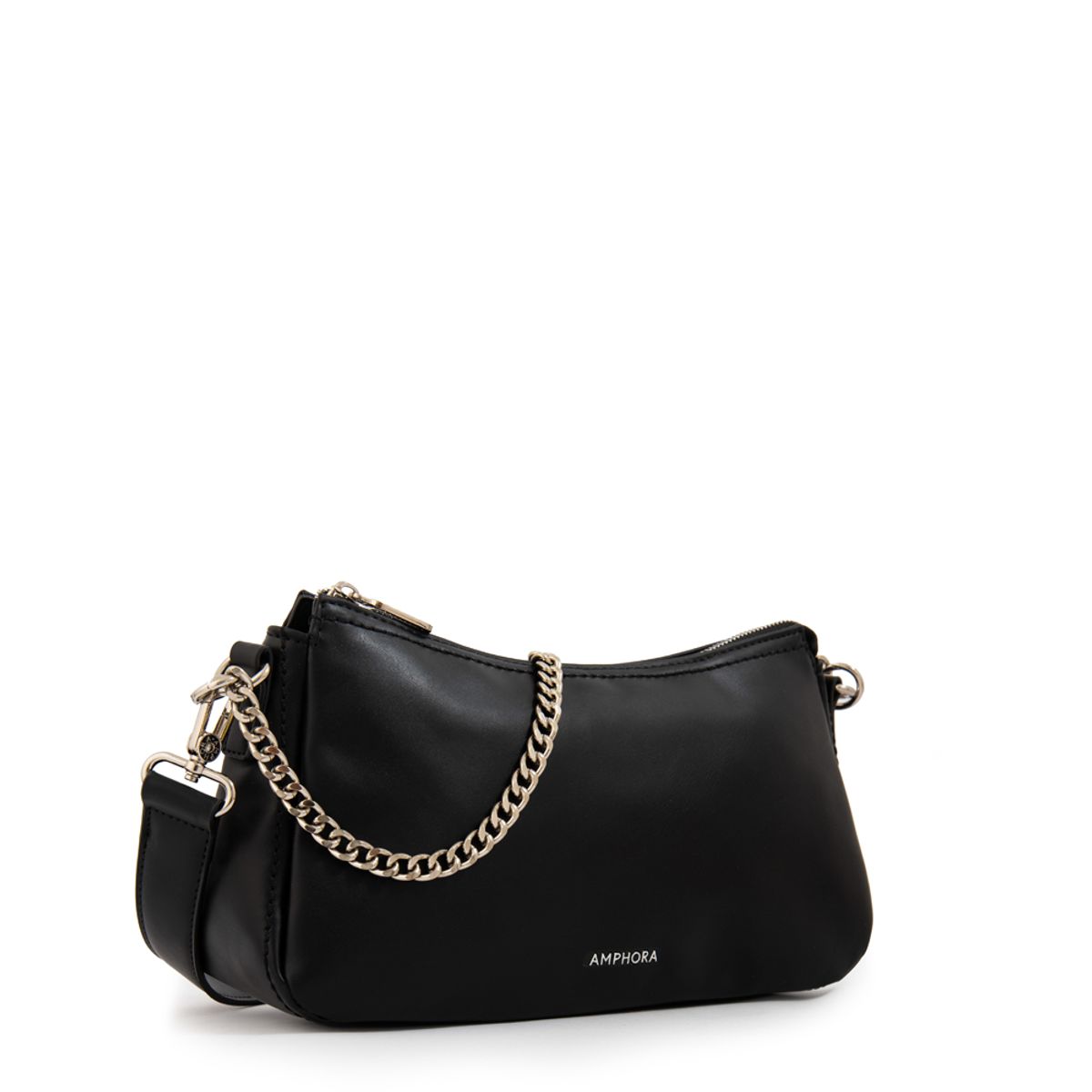 AMPHORA - Cartera corte oval bonnie mediana negro