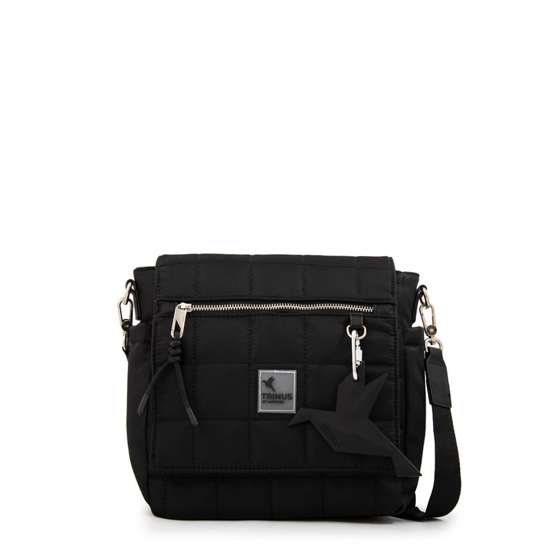 TRINUS - Cartera Bandolera con tapa mediana belina negro