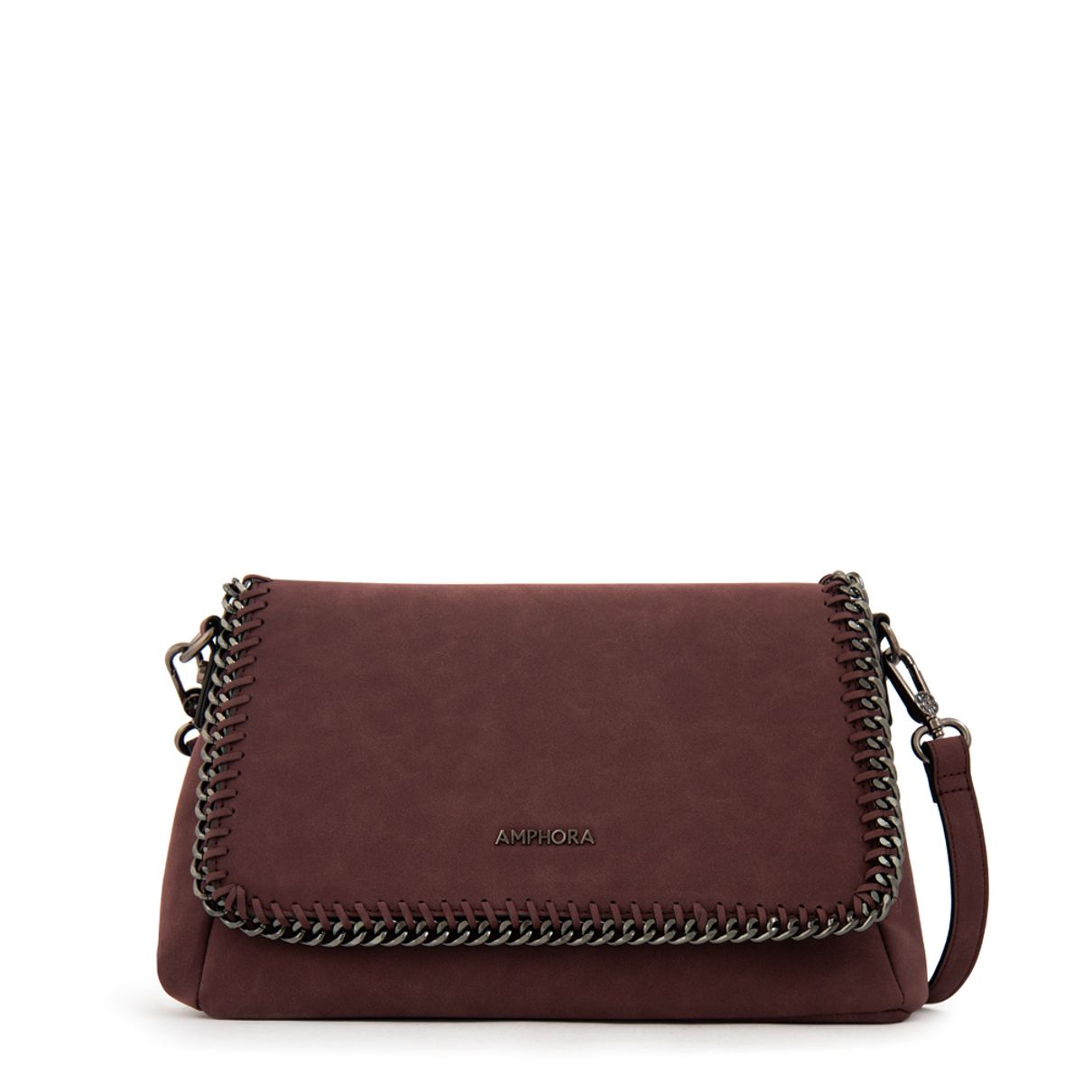 AMPHORA - Cartera bandolera con tapa maya mediana burdeo