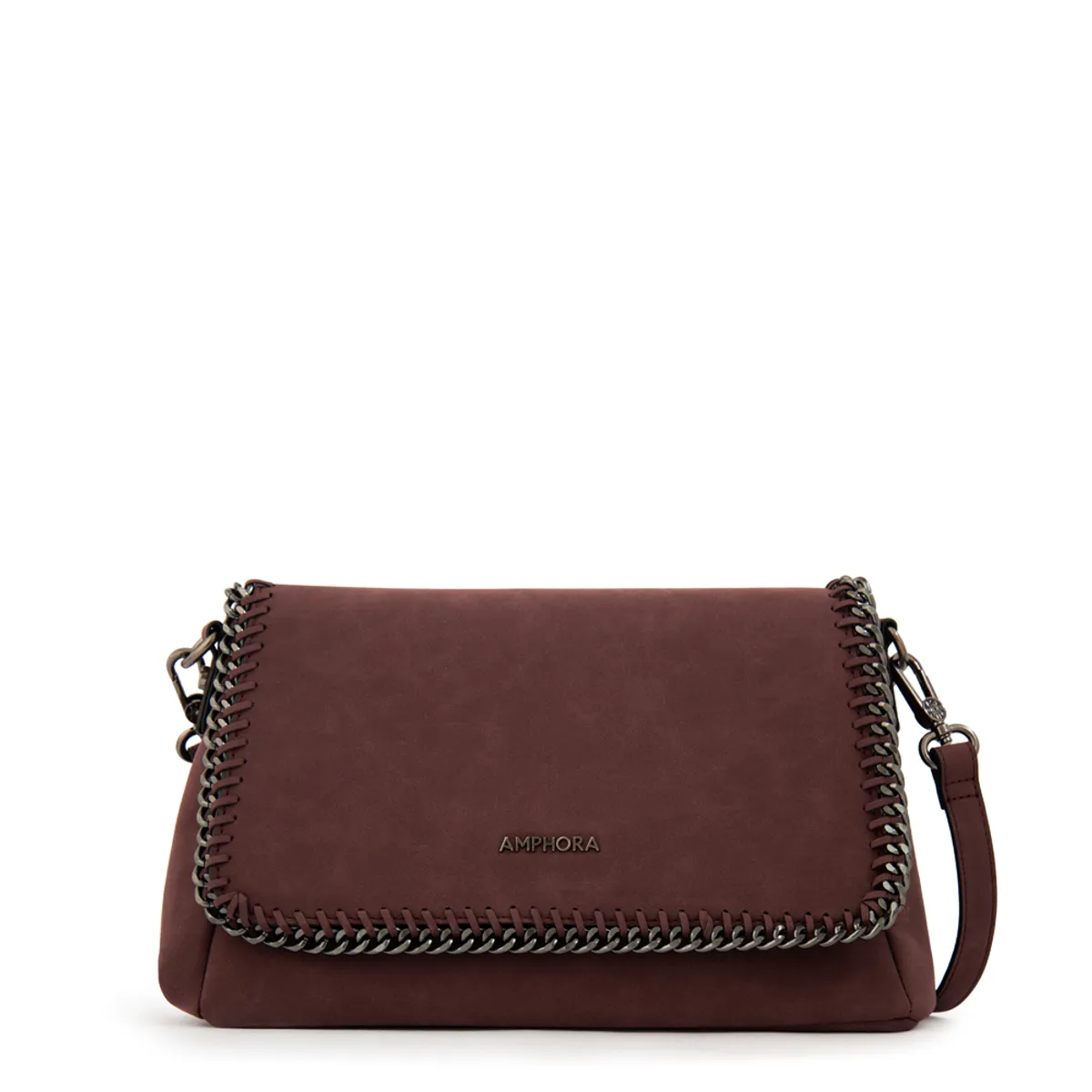 AMPHORA - Cartera bandolera con tapa maya mediana burdeo
