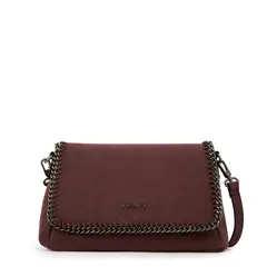 AMPHORA - Cartera Bandolera con tapa mediana maya burdeo