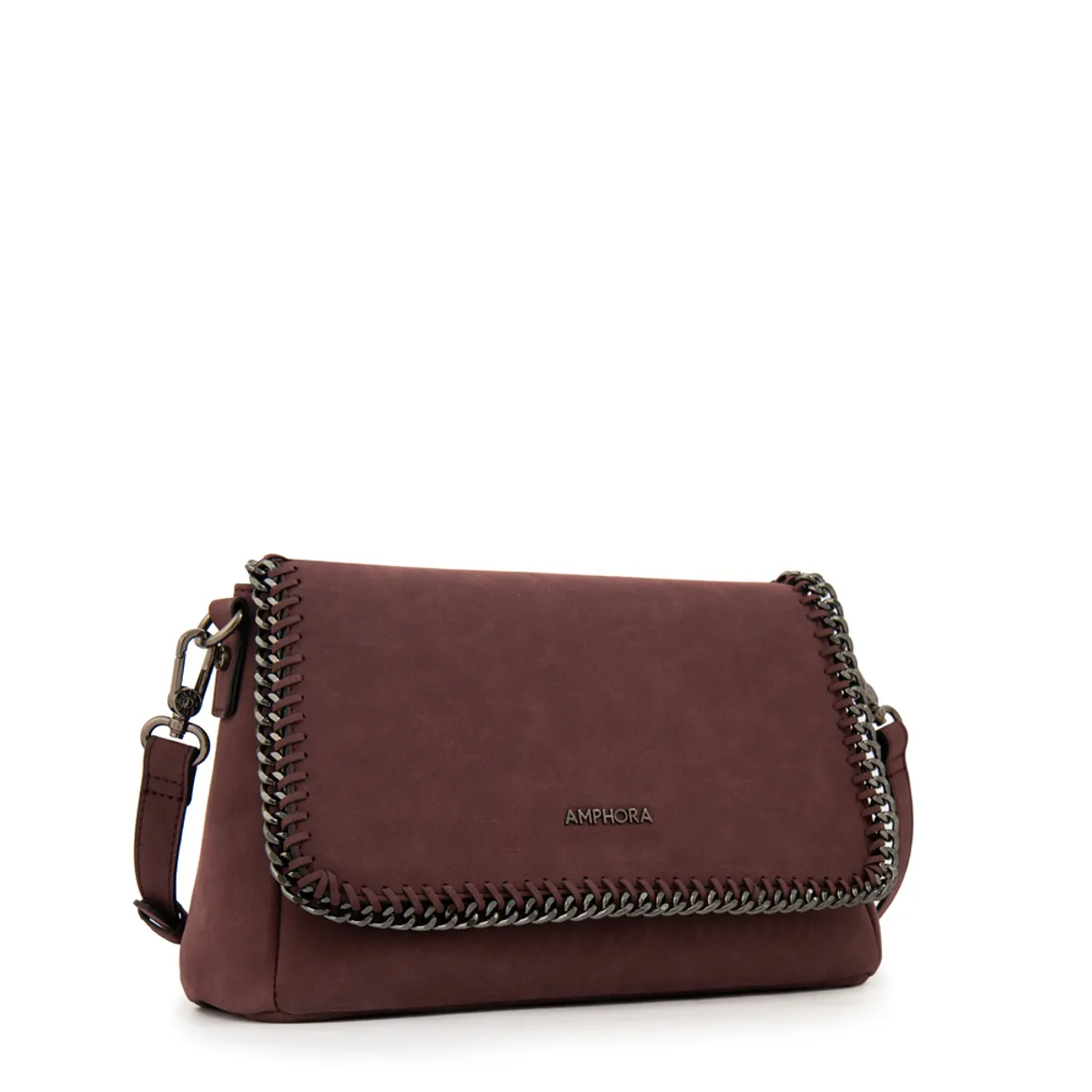 AMPHORA - Cartera bandolera con tapa maya mediana burdeo