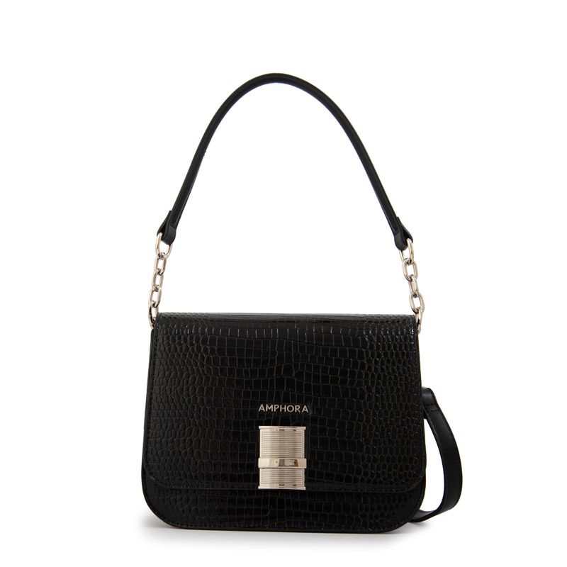 AMPHORA - Cartera Bandolera con tapa mediana fairy negro
