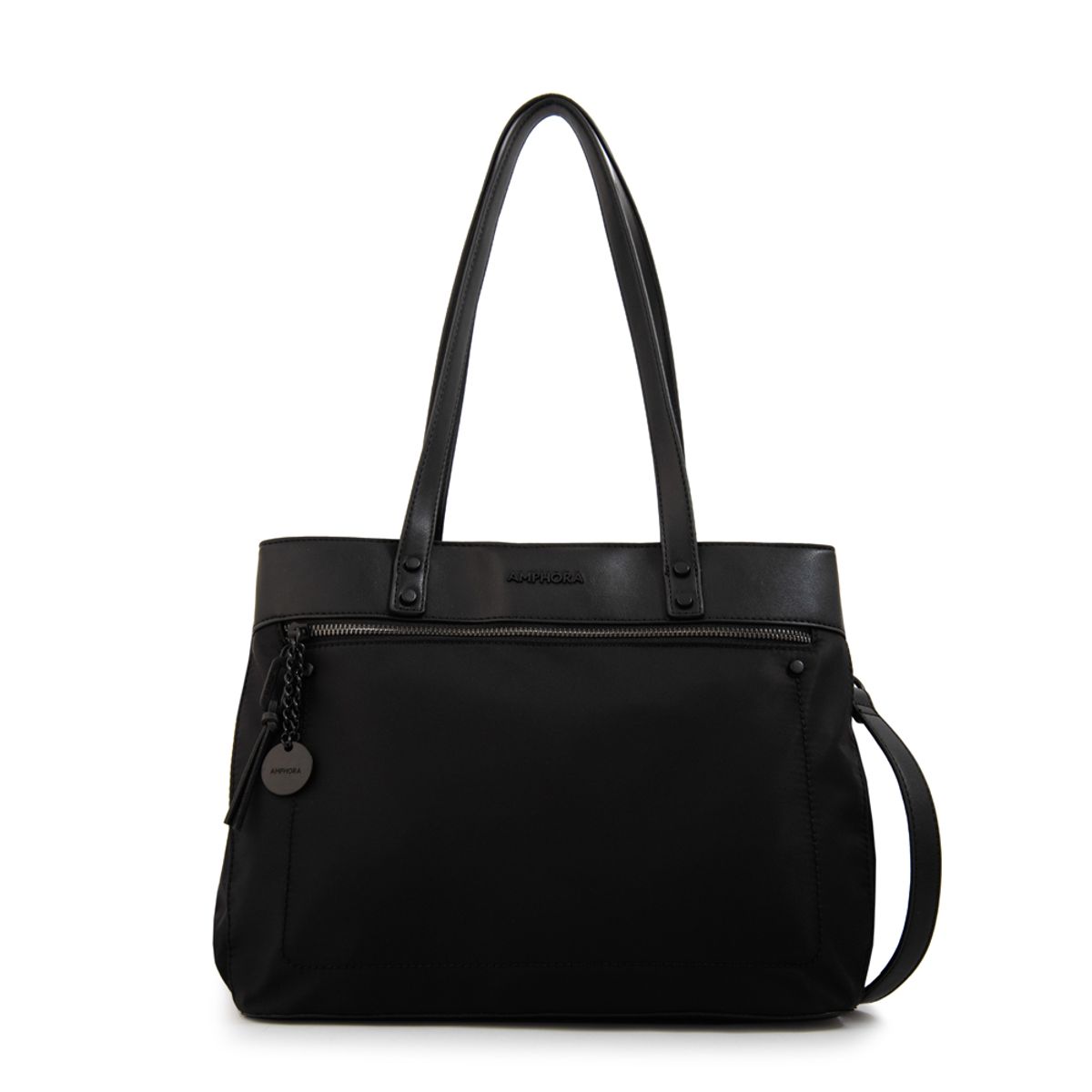 AMPHORA - Cartera tote tres divisiones paula mediana negro especial