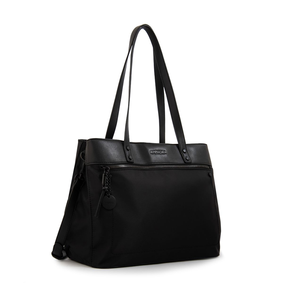 AMPHORA - Cartera tote tres divisiones paula mediana negro especial