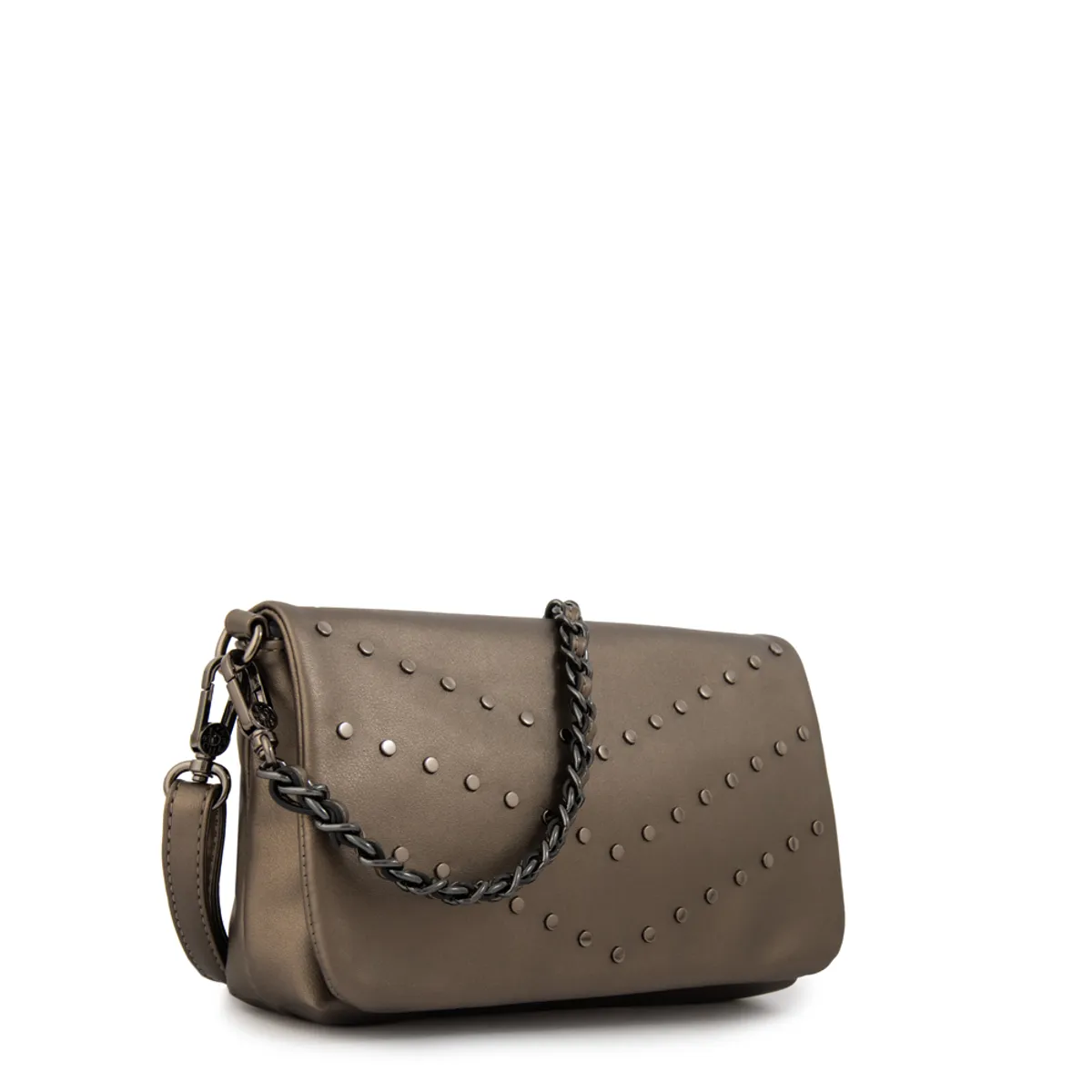 AMPHORA - Cartera bandolera con tapa huber mediana plateado oscuro