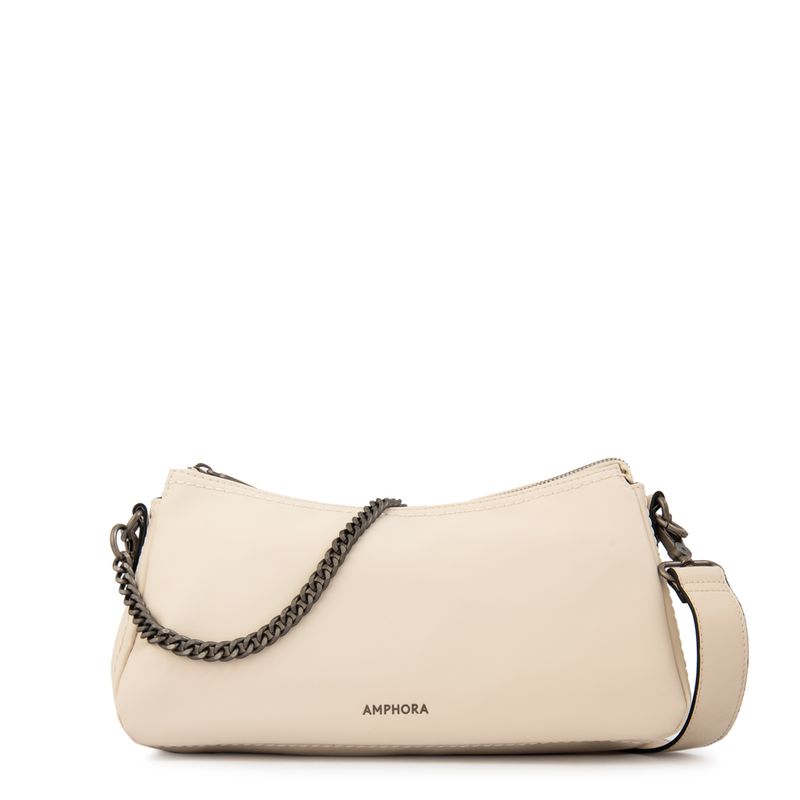 AMPHORA - Cartera Corte Oval mediana bonnie blanco crudo