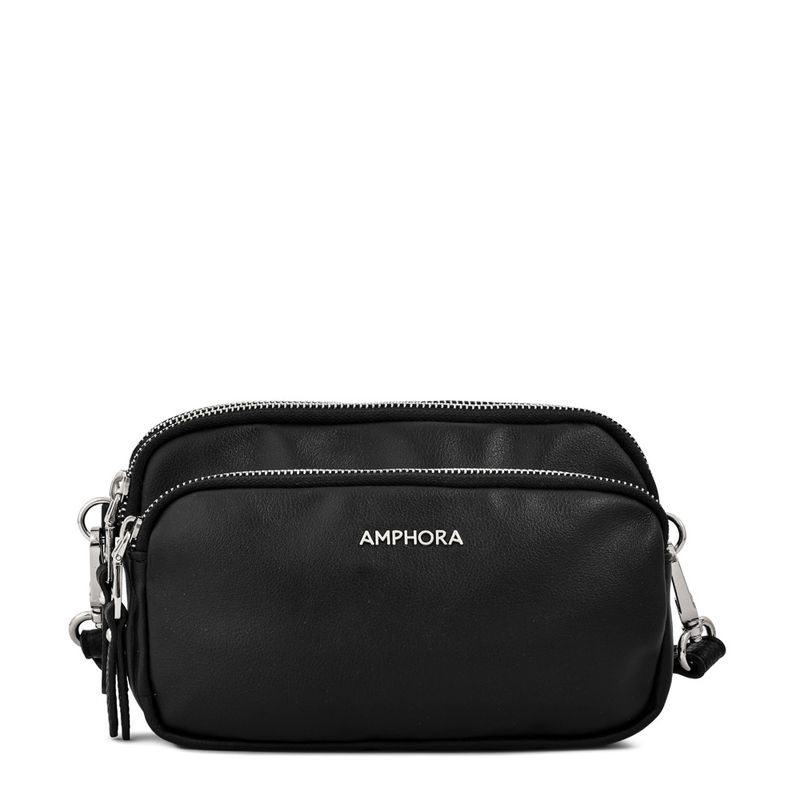 AMPHORA - Cartera bandolera pequeña abrilita Negro especial