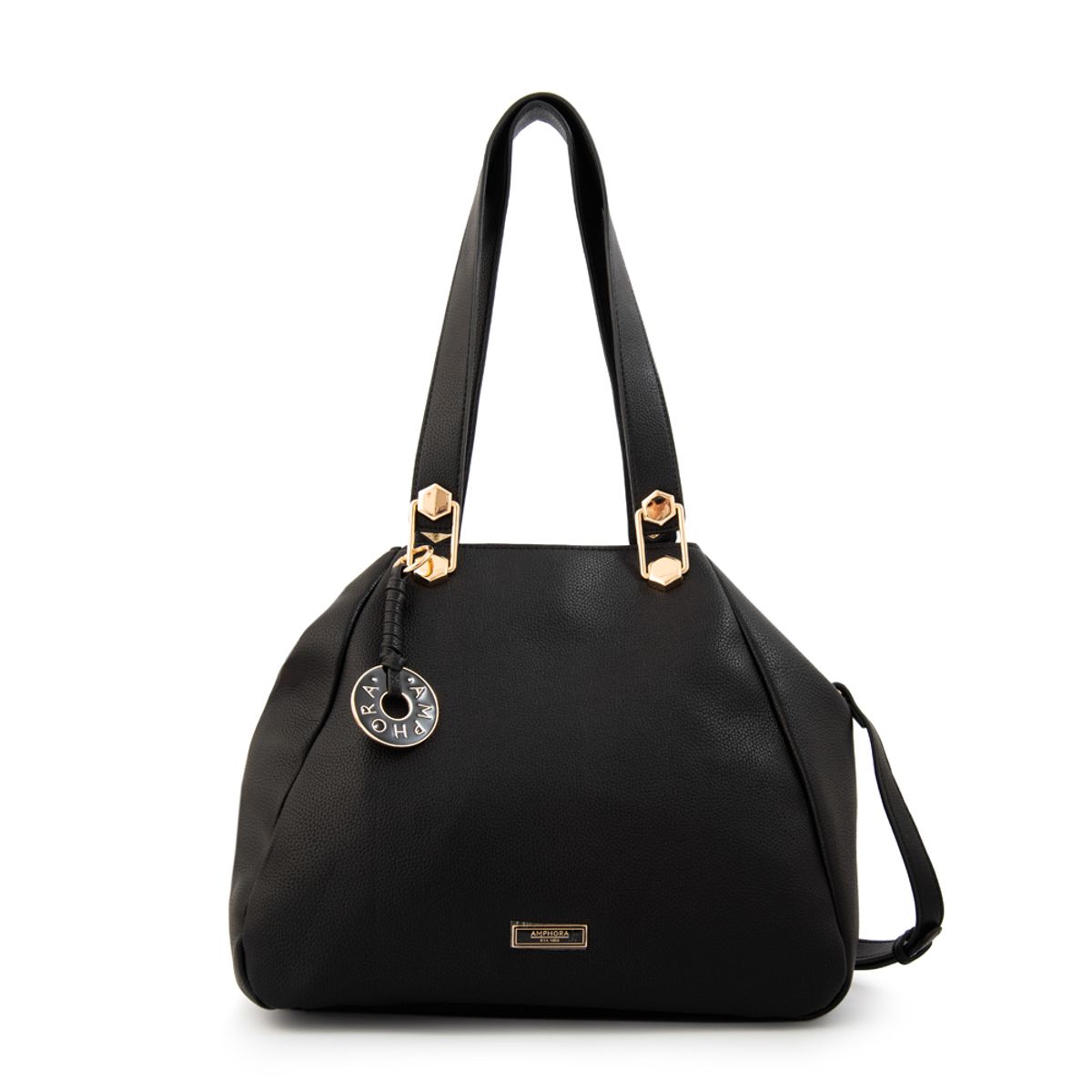 AMPHORA - Cartera tote tres divisiones silvana grande negro