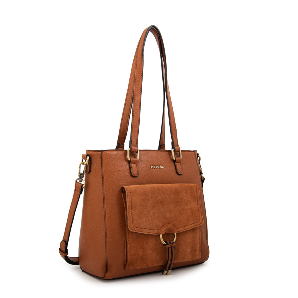 AMPHORA - Cartera tote tres divisiones mediana lya café medio