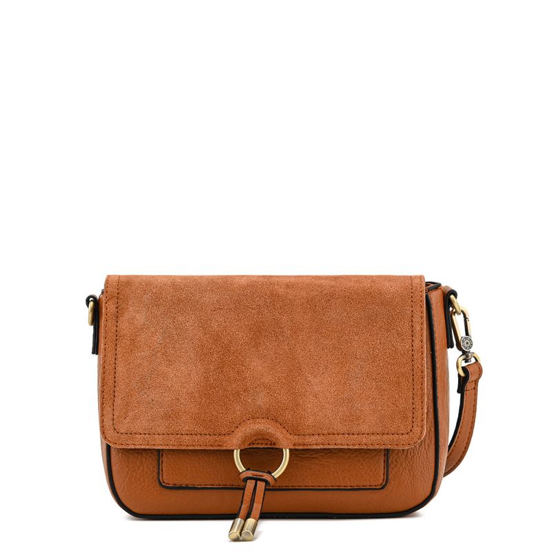 AMPHORA - Cartera Bandolera con tapa pequeña lya café medio