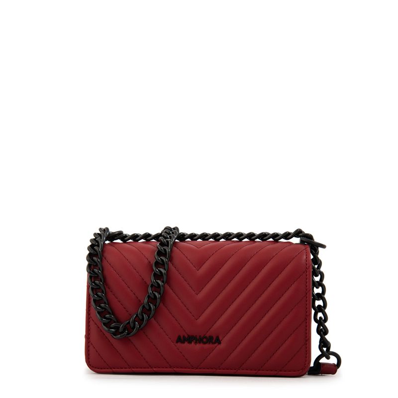 AMPHORA - Cartera Bandolera con tapa pequeña mediana muller rojo
