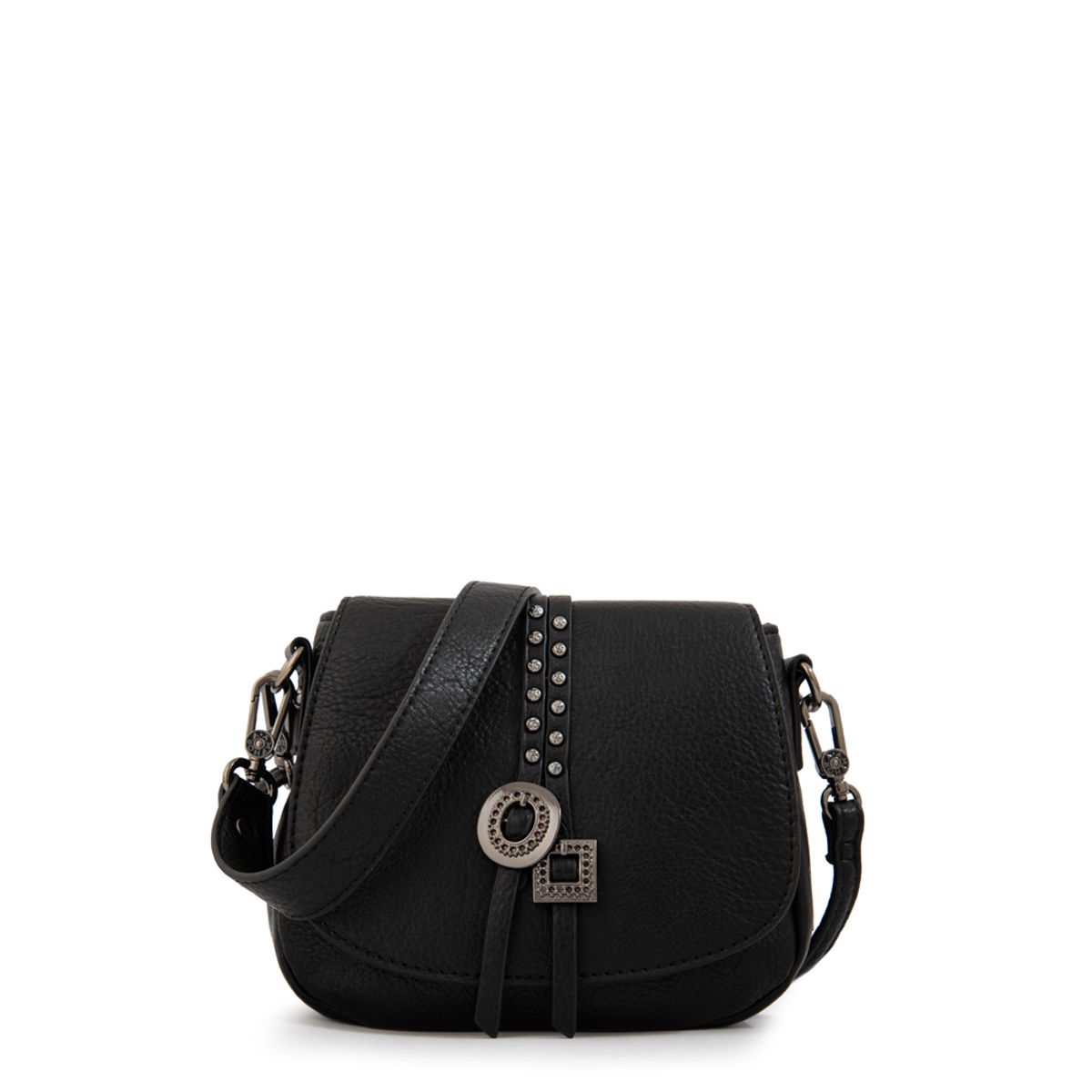 AMPHORA - Cartera bandolera con tapa indonesia pequeña negro