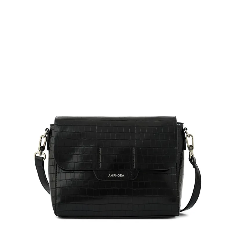 AMPHORA - Cartera bandolera con tapa pequeña nebet Negro especial