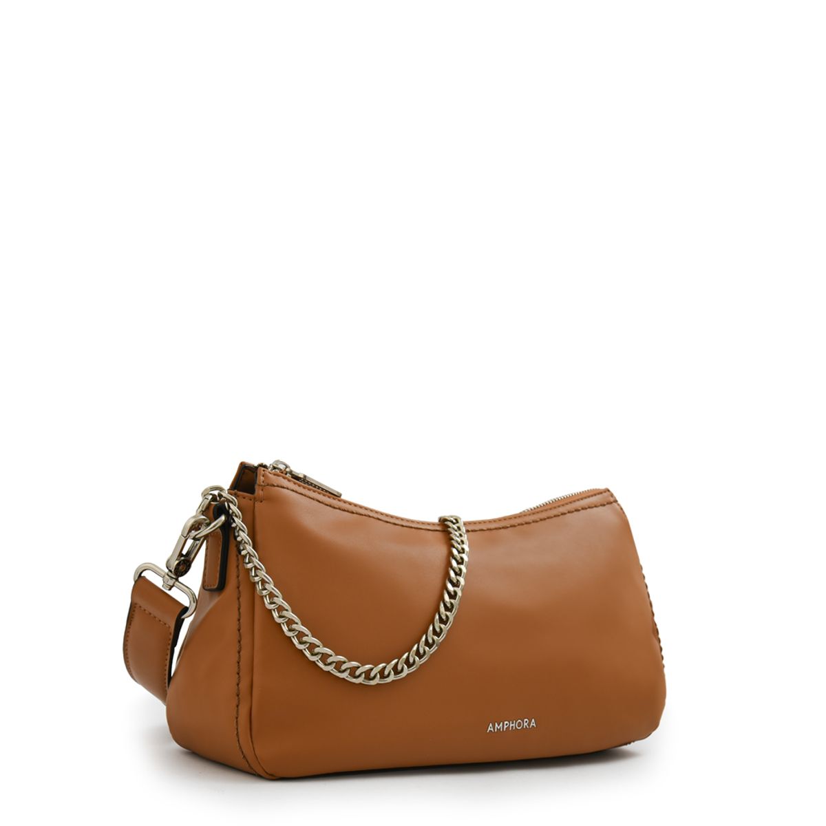 AMPHORA - Cartera corte oval bonnie mediana camel