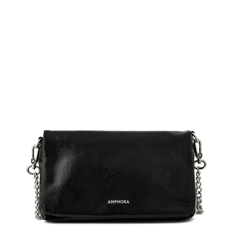 AMPHORA - Cartera bandolera con tapa mediana henry Negro especial