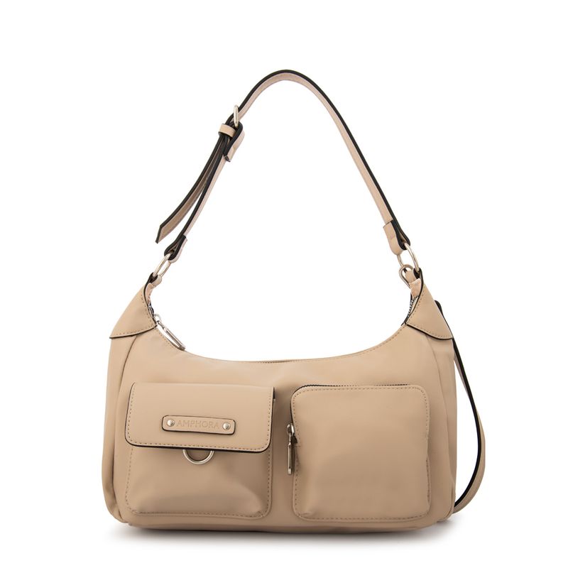 AMPHORA - Cartera Corte Oval mediana solene beige