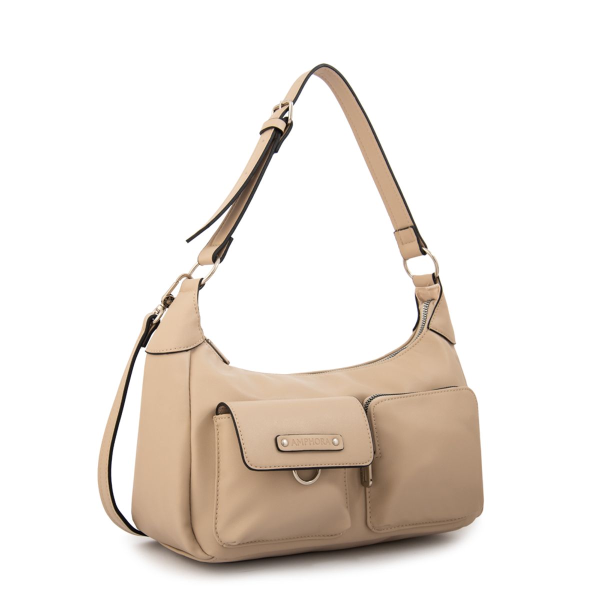 AMPHORA - Cartera corte oval solene mediana beige
