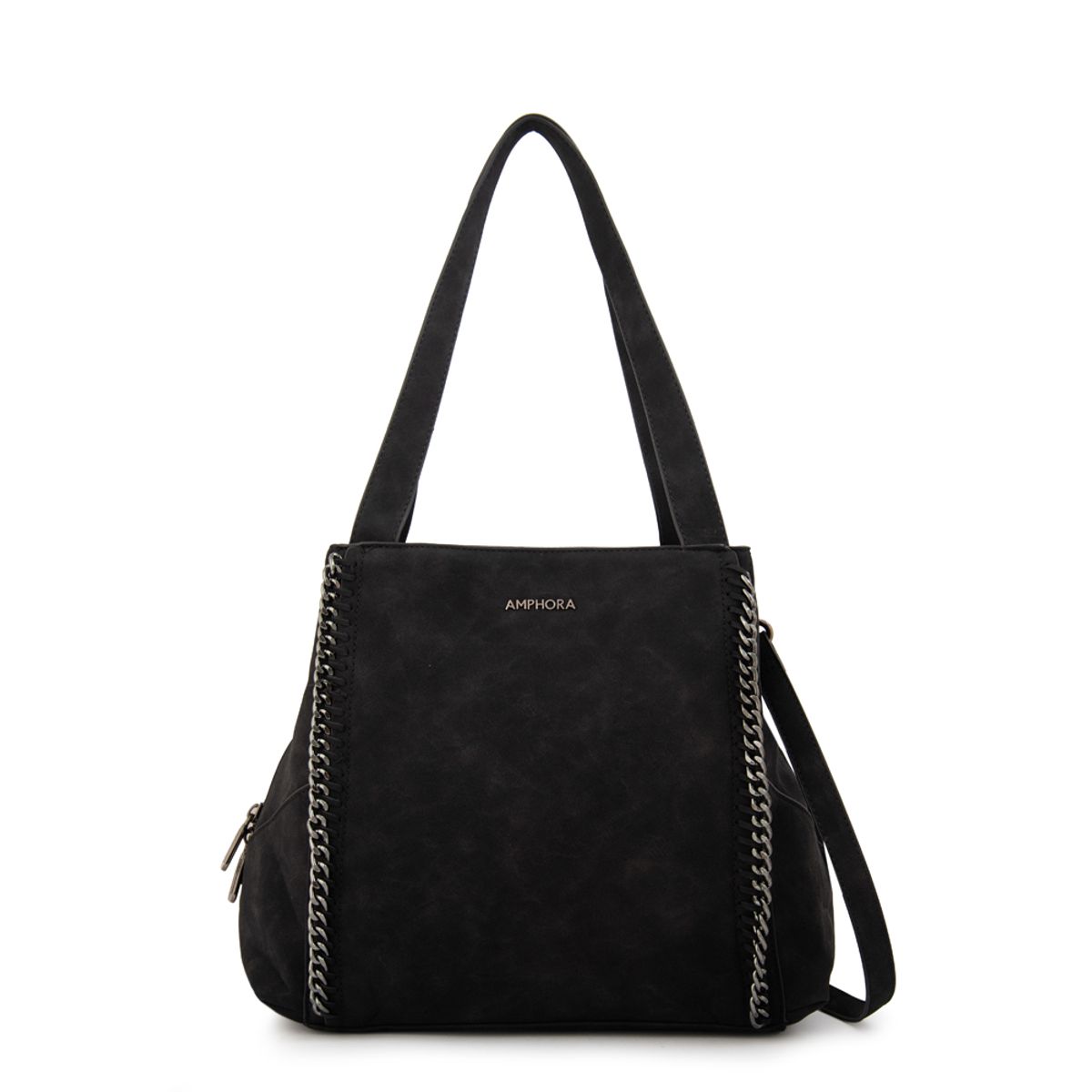 AMPHORA - Cartera tote tres divisiones maya grande negro