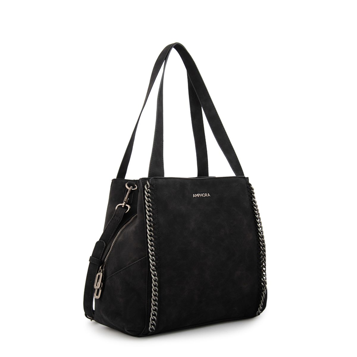 AMPHORA - Cartera tote tres divisiones maya grande negro