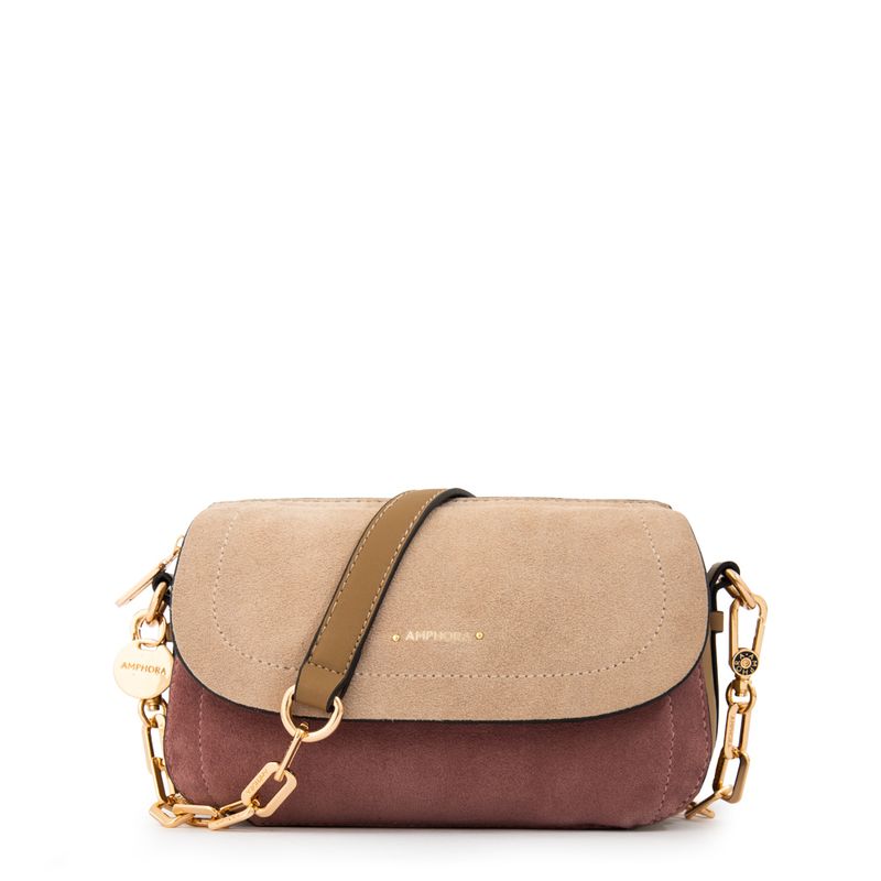 AMPHORA - Cartera Bandolera con tapa pequeña greta beige oscuro