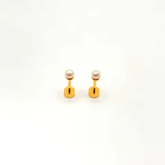 TIANA JOYAS - Aros de Perla Cultivada de 3mm de Plata 925 enchapados en Oro 18k