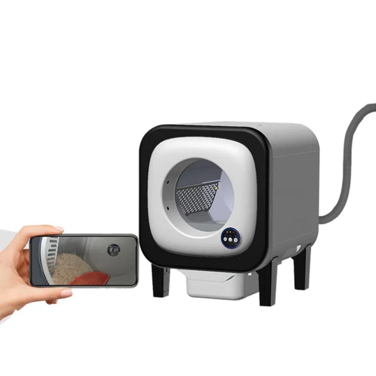 MUNDO MAGIA - Arenero Robot Automático Para Gatos 2.0 Wifi Color Gris
