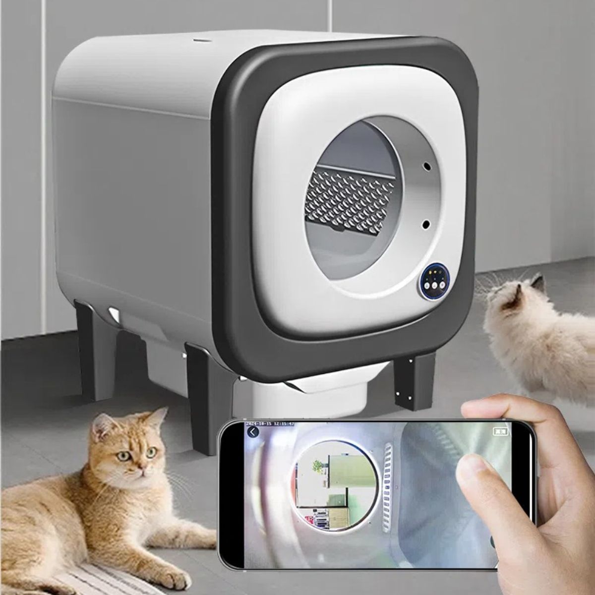 MUNDO MAGIA - Arenero Robot Automático Para Gatos 2.0 Wifi Color Gris