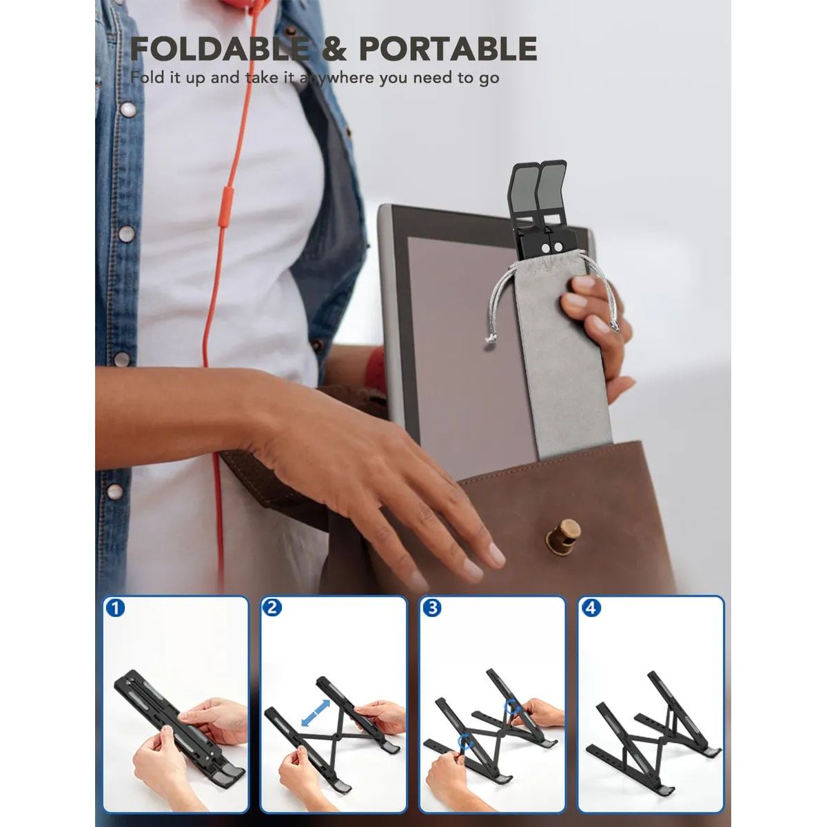 GENERICO - SOPORTE ALUMINIO NOTEBOOK Y TABLET PLEGABLE