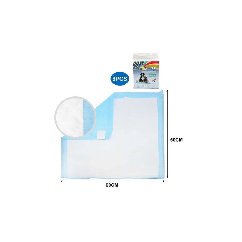 GENERICO - SABANILLA DE ORINA PARA MASCOTAS 8PCS 60X60CM CON ADHESIVO