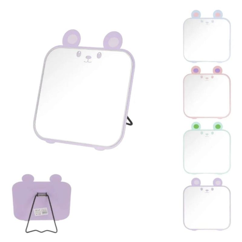 HOMEY - PACK3 Espejo De Maquillaje Modelo De Osito Con Soporte Plegable