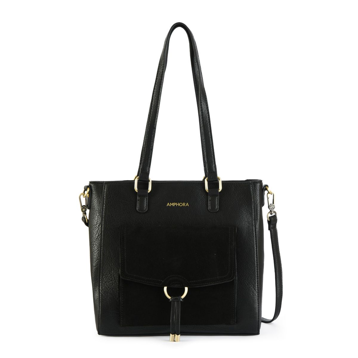 AMPHORA - Cartera tote tres divisiones lya mediana negro