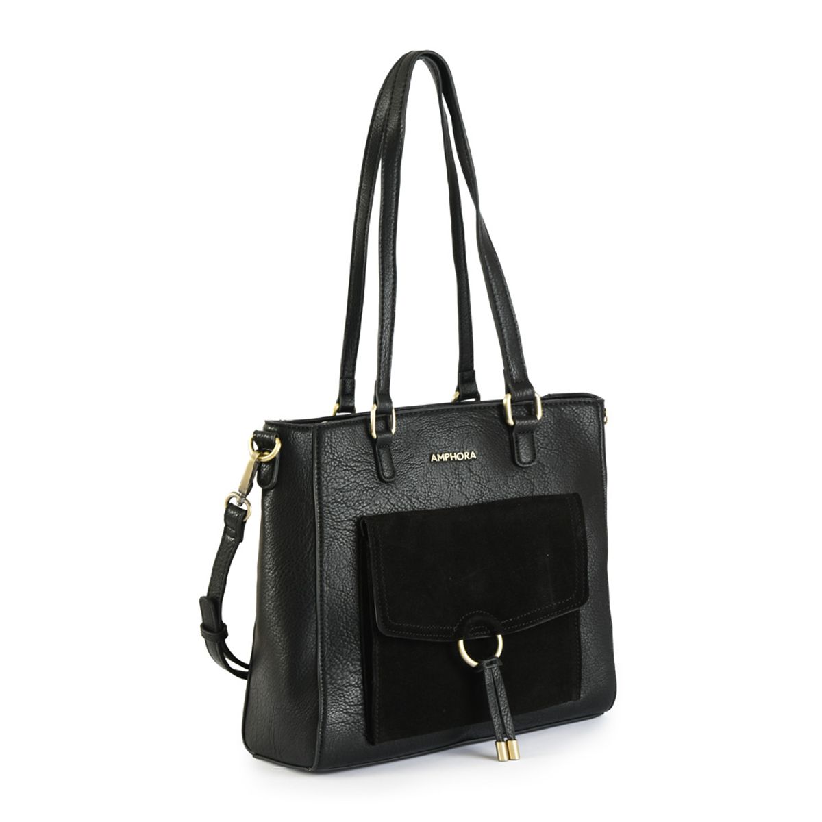 AMPHORA - Cartera tote tres divisiones lya mediana negro