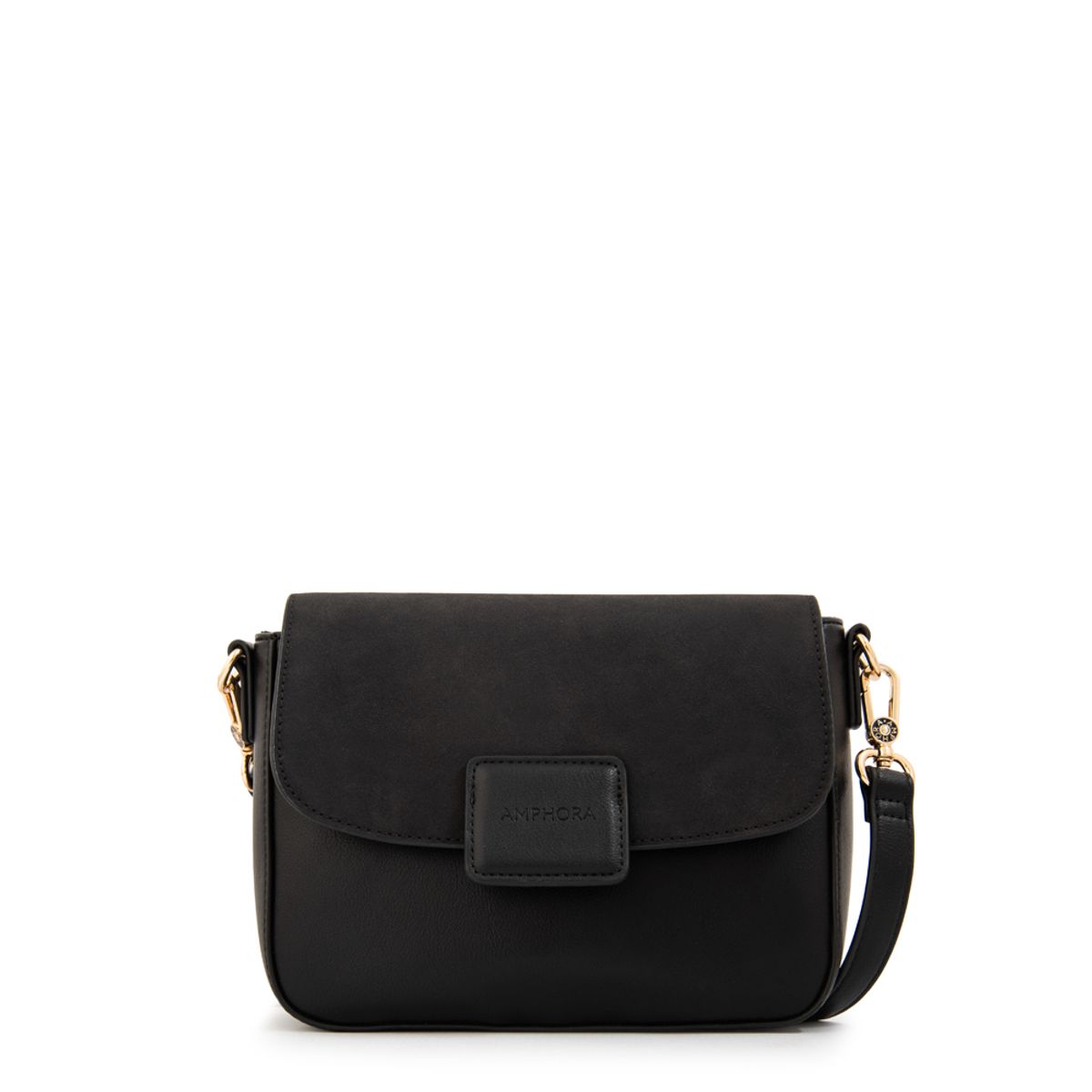 AMPHORA - Cartera bandolera con tapa osaka pequeña negro