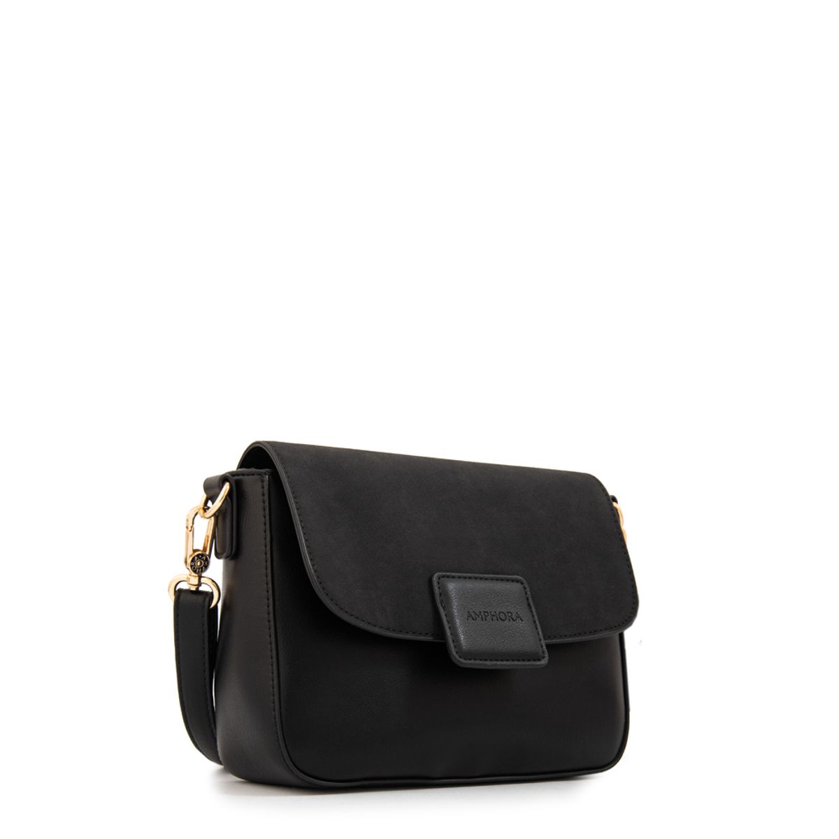 AMPHORA - Cartera bandolera con tapa osaka pequeña negro