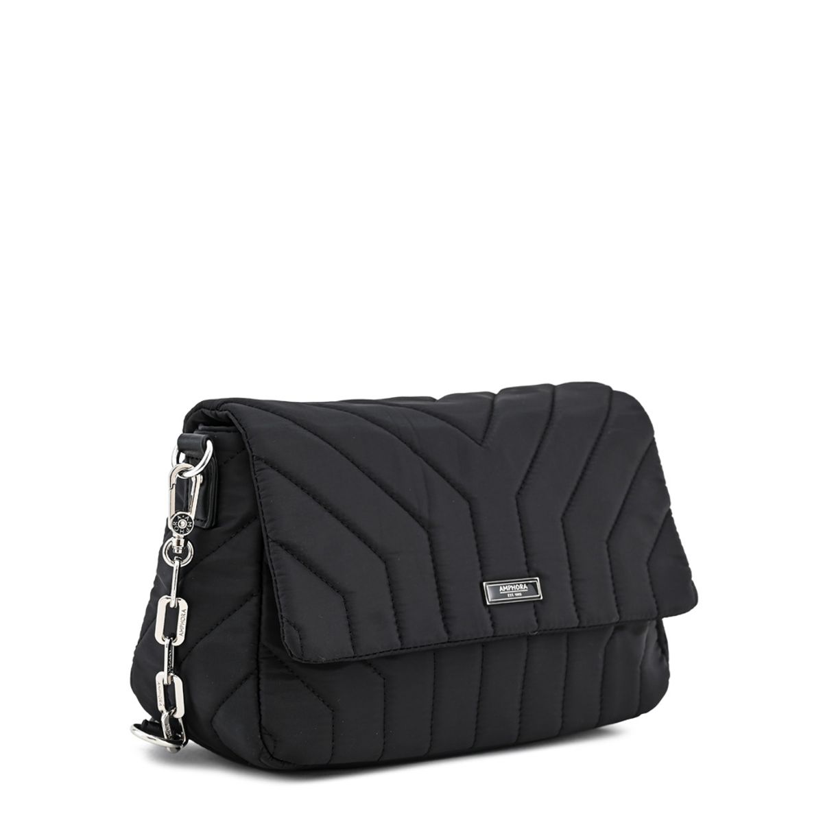 AMPHORA - Cartera bandolera con tapa armenia mediana negro especial