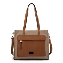 AMPHORA - Cartera Dos Asas mediana praga beige oscuro