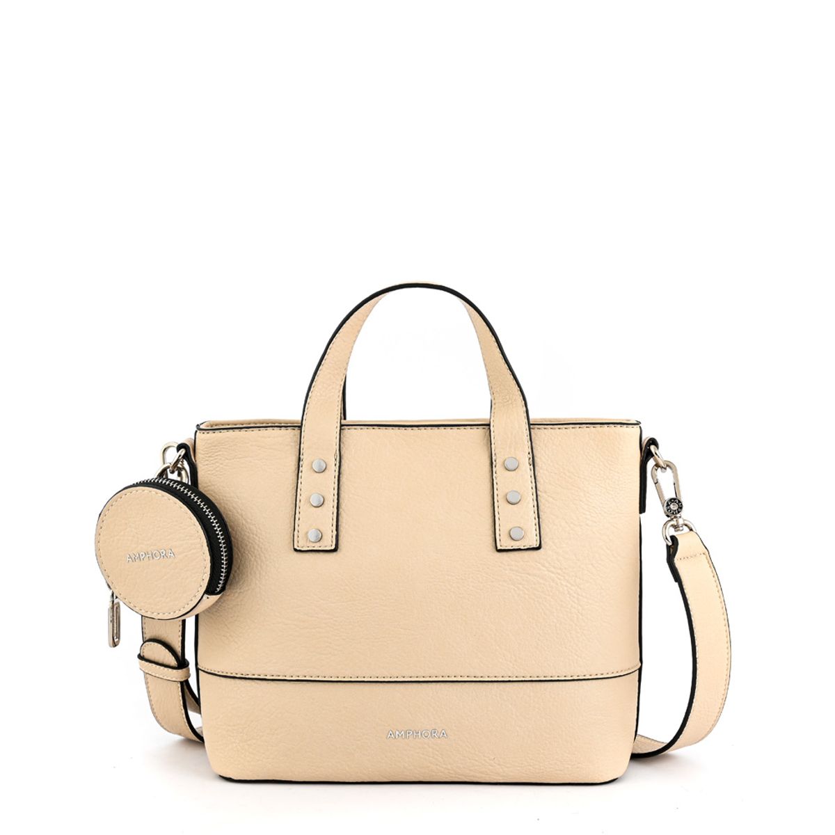 AMPHORA - Cartera bandolera meyer mediana blanco crudo