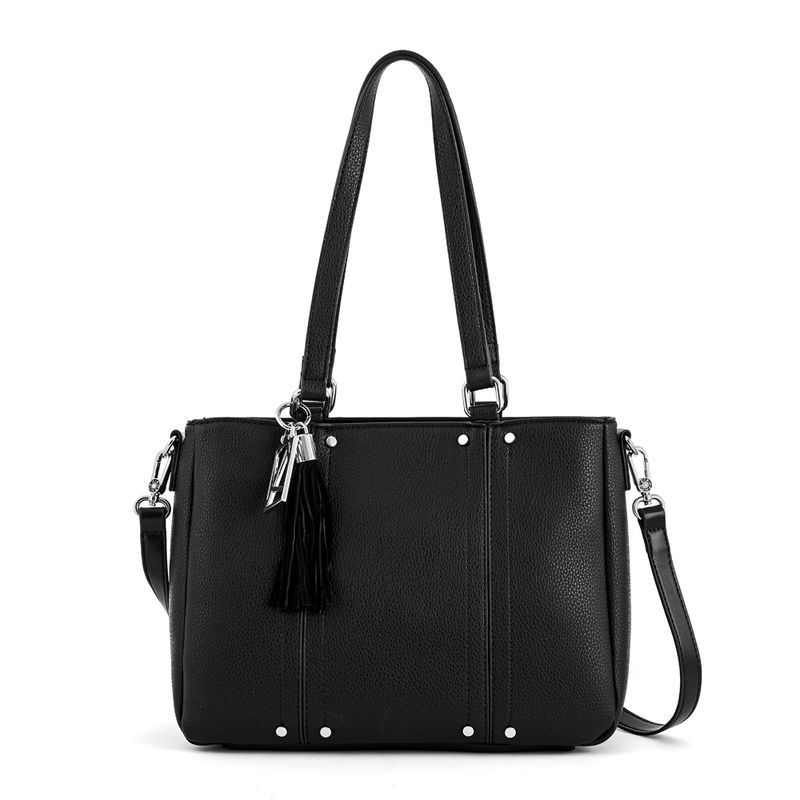 AMPHORA - Cartera Dos Asas Tres divisiones mediana leroy Negro especial