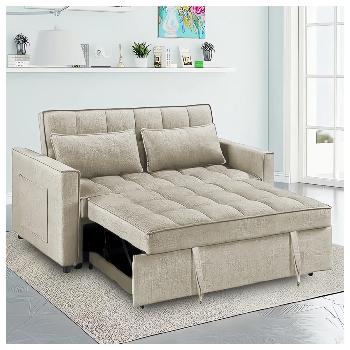 NOVAHUS - Sofa Cama 77x135x93 cm Beige