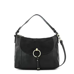 AMPHORA - Cartera corte oval mediana rustique negro