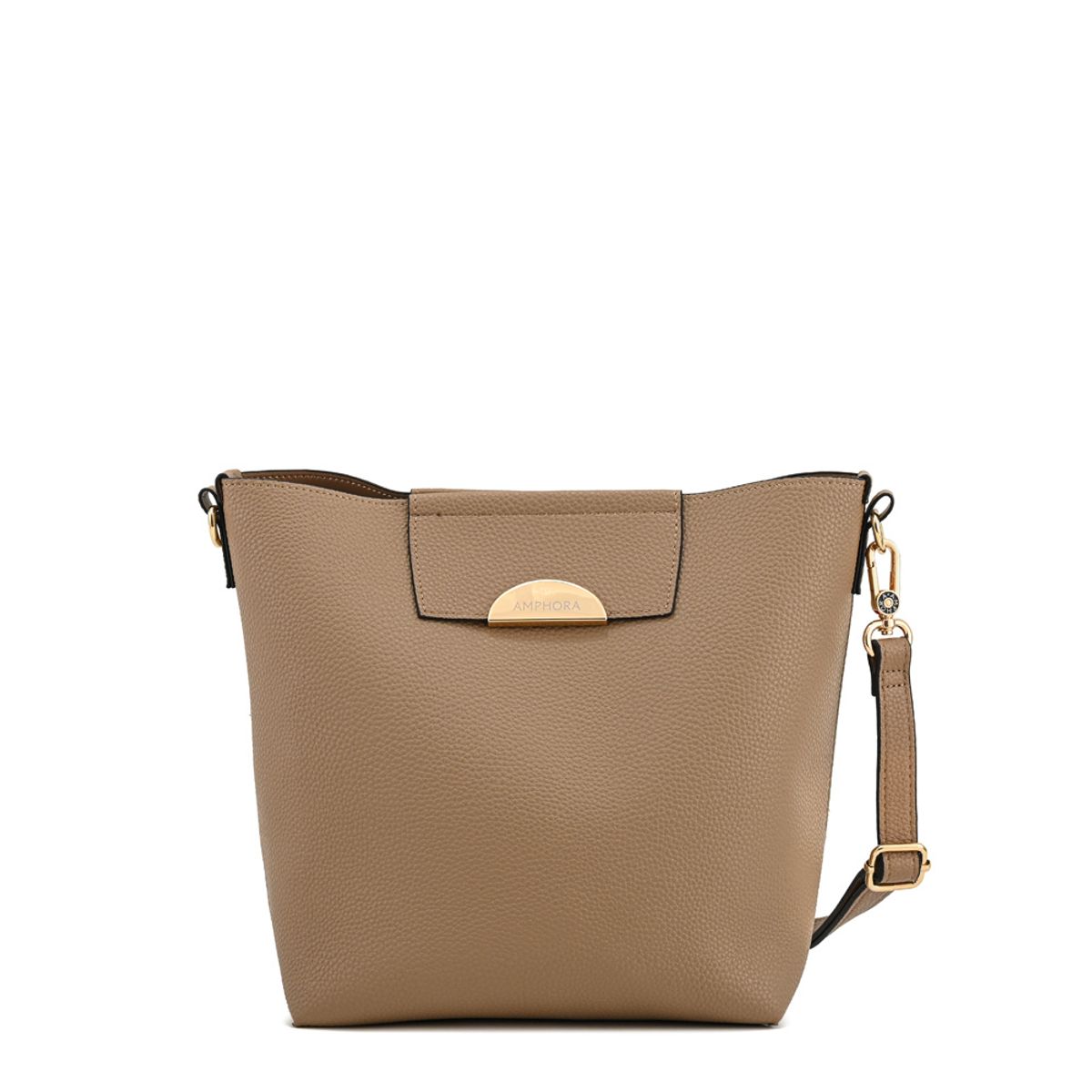 AMPHORA - Cartera bandolera naty mediana taupe