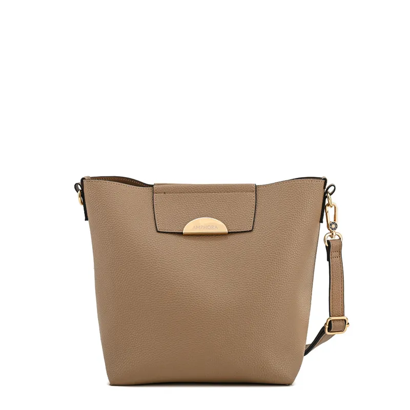 AMPHORA - Cartera bandolera naty mediana taupe