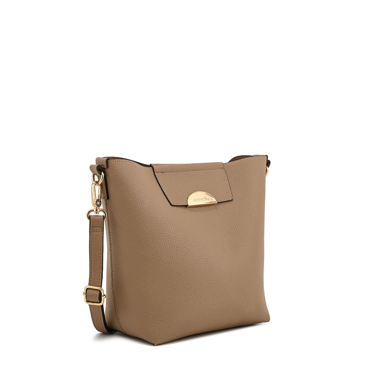 AMPHORA - Cartera bandolera naty mediana taupe
