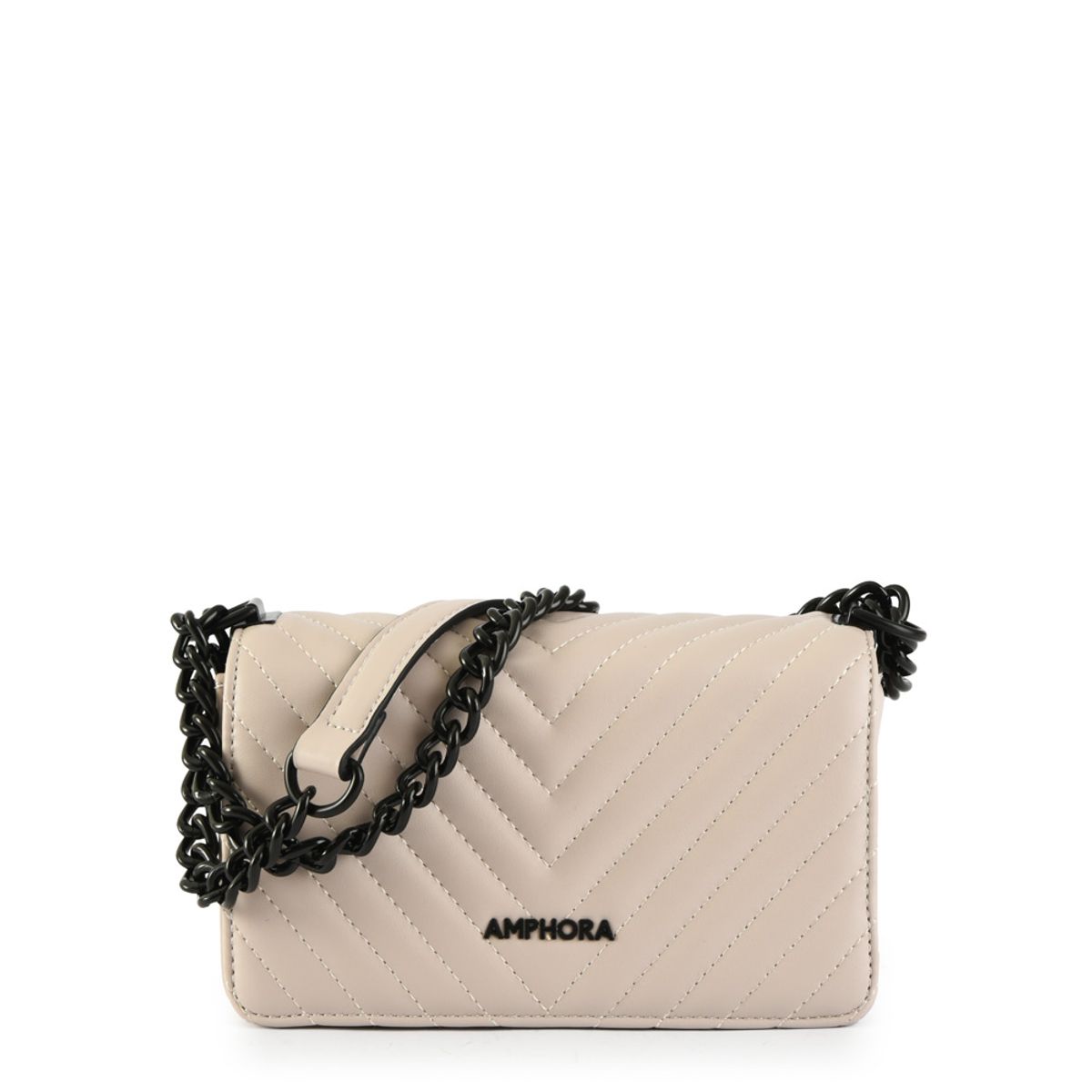AMPHORA - Cartera bandolera con tapa muller pequeña blanco crudo