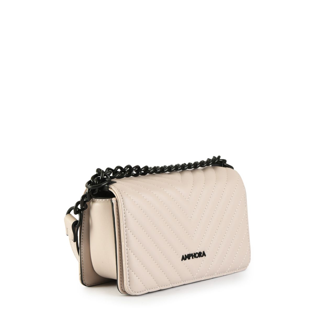 AMPHORA - Cartera bandolera con tapa muller pequeña blanco crudo