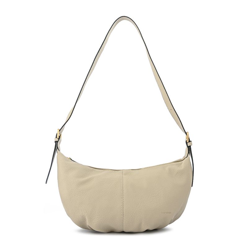 AMPHORA - Cartera corte oval mediana blanche beige