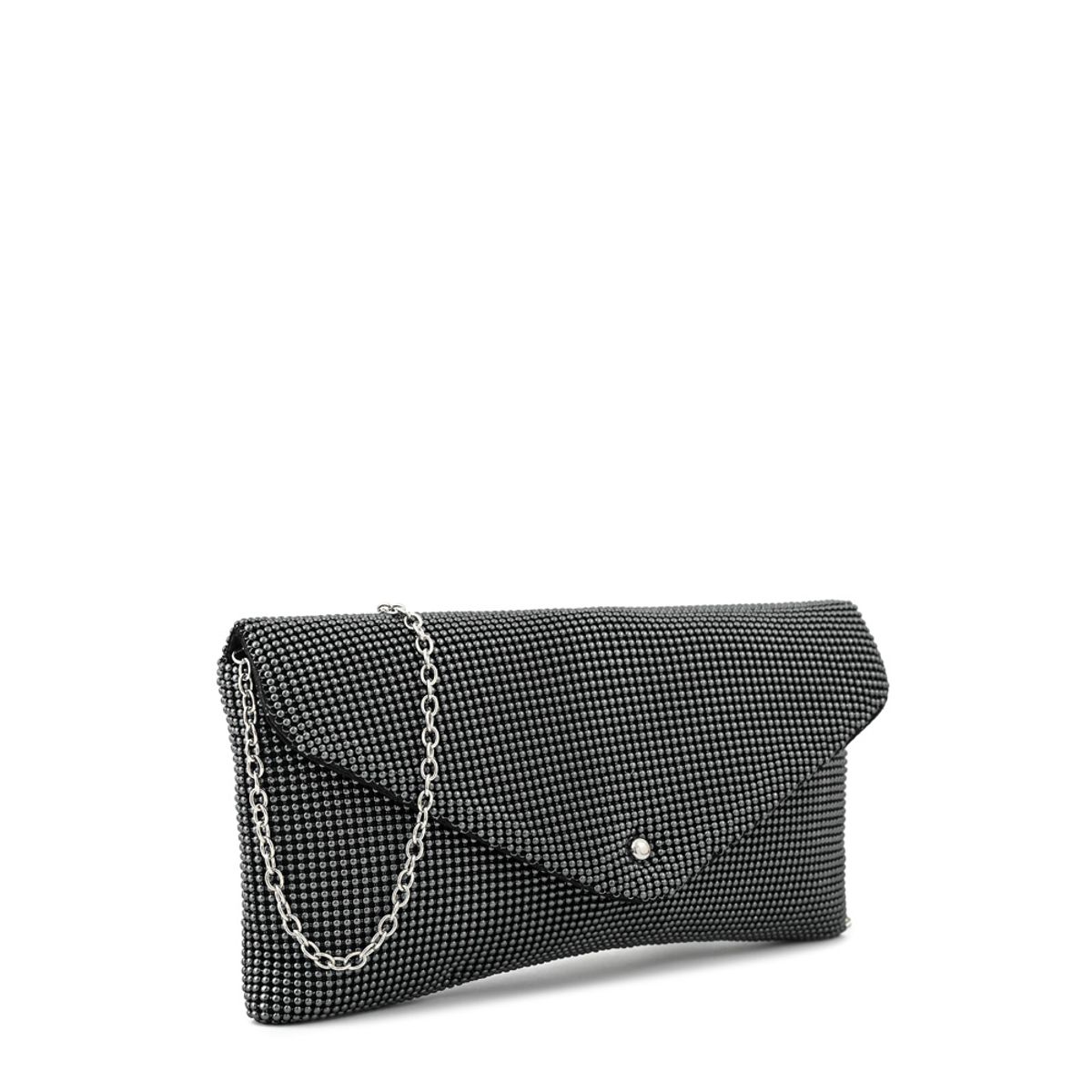 AMPHORA - Cartera fiesta con tapa smith pequeña plateado oscuro